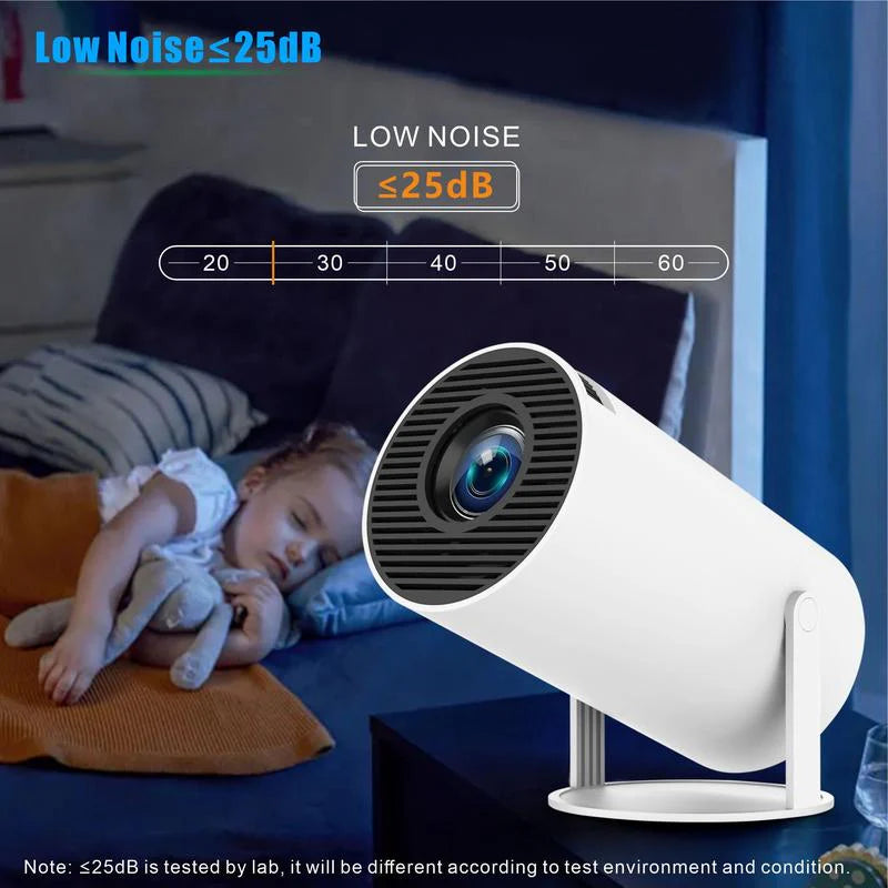 Portable Android WiFi Bluetooth-Compatible Projector with Remote Control for Home Theater, Outdoor, Office, and Bedroom Use