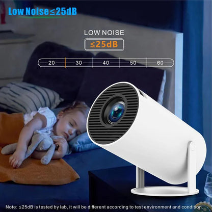 Portable Android WiFi Bluetooth-Compatible Projector with Remote Control for Home Theater, Outdoor, Office, and Bedroom Use