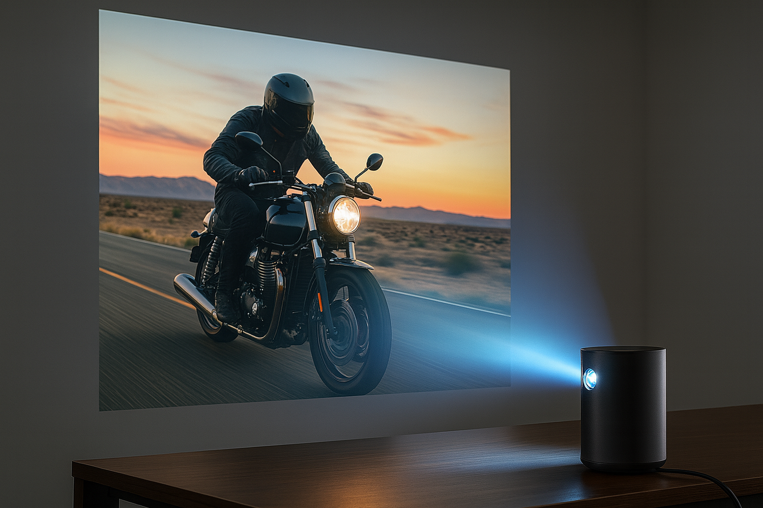 Realistic cylindrical projector projecting on wall